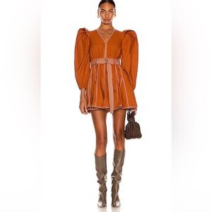 Ulla Johnson Corliss Dress Sumac Puff Sleeve Belted Cotton Size 6